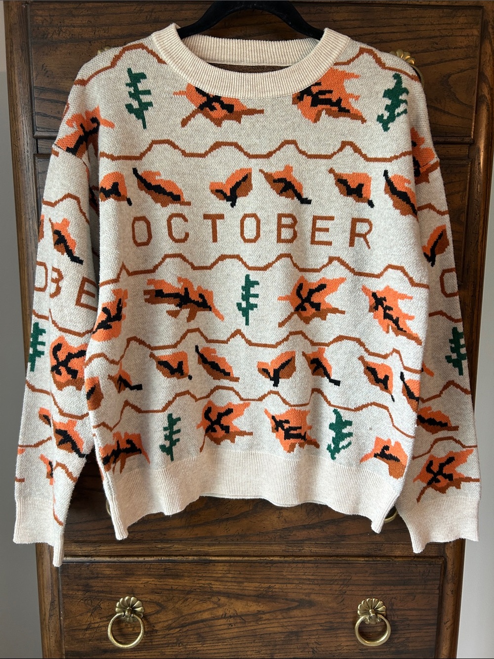 Women’s October Autumn Wool Crewneck Sweater, Size XL